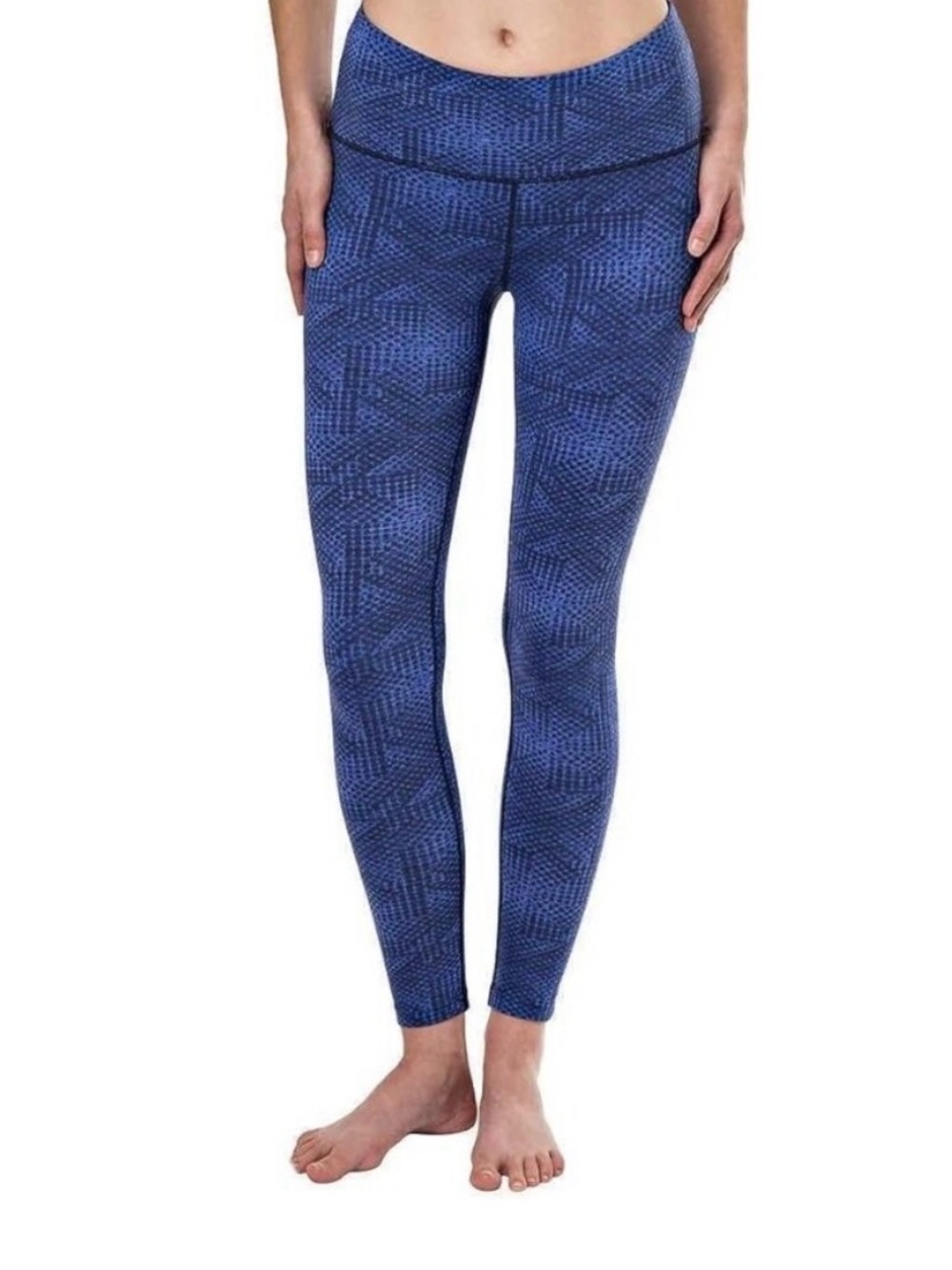 Tuff Athletics Blue & Black Geometric Abstract Print Activewear Leggings Sz M